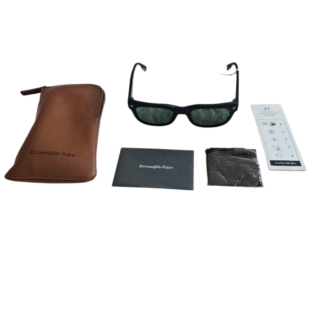 Ermenegildo Zegna EZ 0101 Men's Black Frame Sunglasses with Green Lenses - Picture 4 of 12
